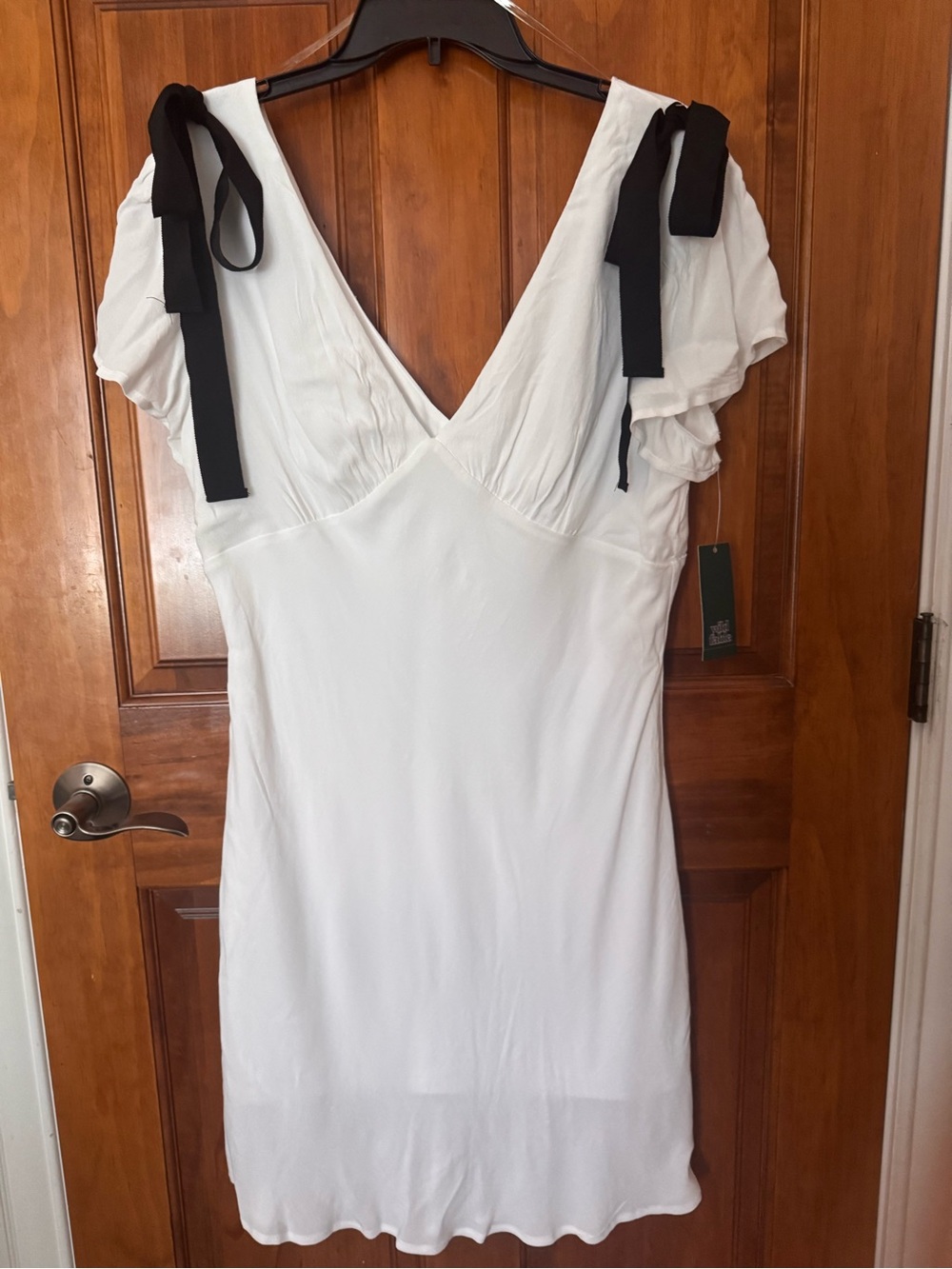 wild fable White Midi Dress with Black Shoulder Ties